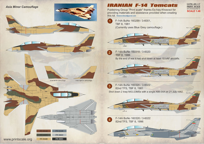 Print Scale PSL48117 1:48 Iranian Grumman F-14A Tomcats