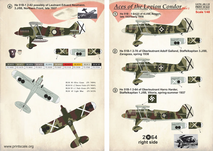 Print Scale PSL48118 1:48 Heinkel He-51B Aces of the Legion Condor Part-1