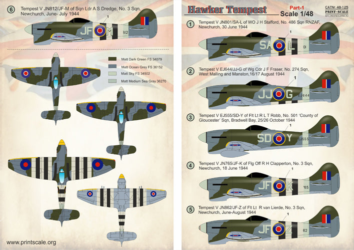 Print Scale PSL48125 1:48 Hawker Tempest Mk.V Part-1