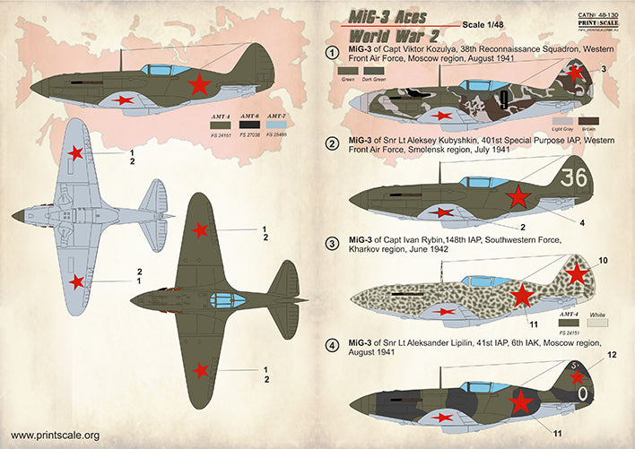 Print Scale PSL48130 1:48 Mikoyan MiG-3 Aces of World War 2