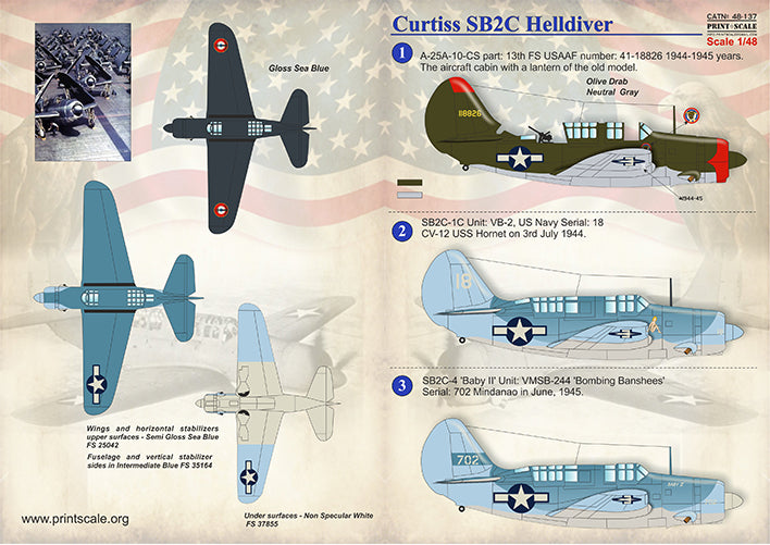 Print Scale PSL48137 1:48 Curtiss SB2C-3/SBC-5 Helldiver The complete set