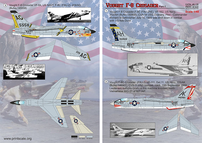 Print Scale PSL48139 1:48 Vought F-8C/F-8E Crusader Part-1