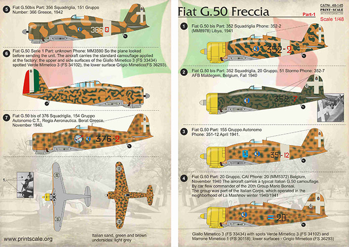 Print Scale PSL48145 1:48 Fiat G.50 Freccia Part-1 1
