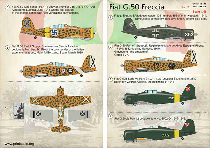 Print Scale PSL48146 1:48 Fiat G.50 Freccia Part-2 1