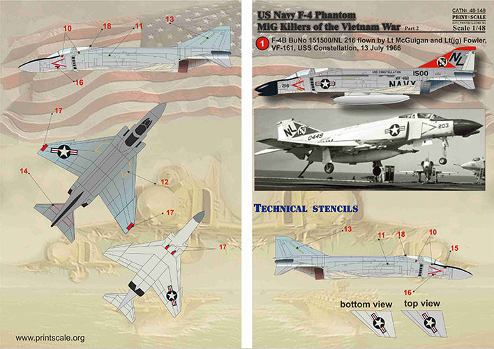 Print Scale PSL48148 1:48 McDonnell F-4B Phantom MIG Killers Vietnam War Part-2