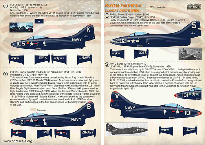 Print Scale PSL48159 1:48 Navy F9F-2/3 Panther Korea Combat Part 1