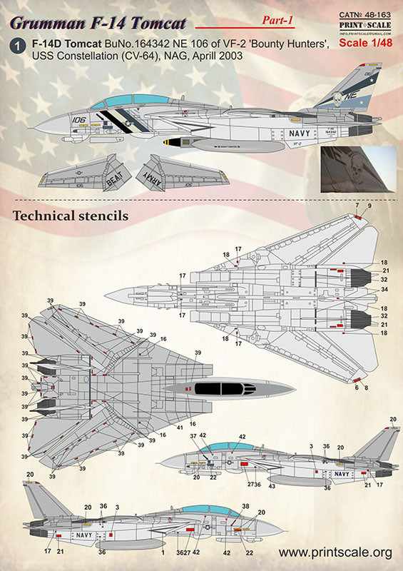 Print Scale PSL48163 1:48 Grumman F-14D Tomcat Part 1 1