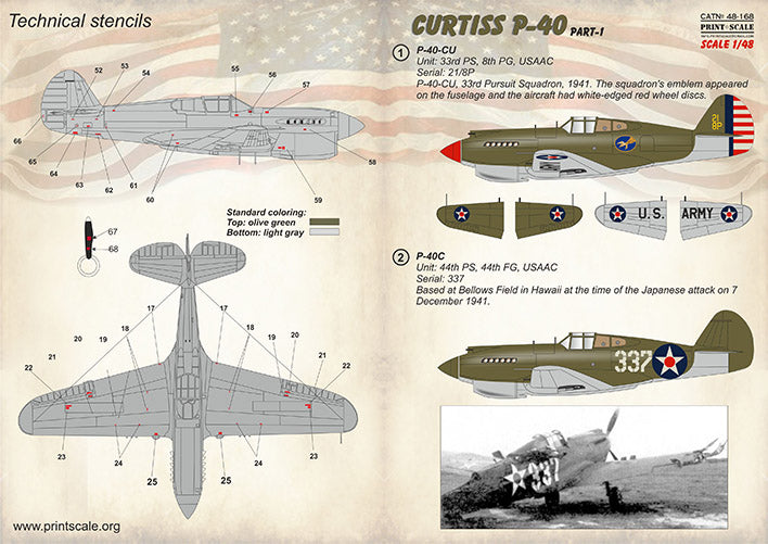Print Scale PSL48168 1:48 Curtiss P-40C CU