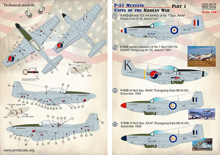 Print Scale PSL48170 1:48 North-American F-51 Mustang