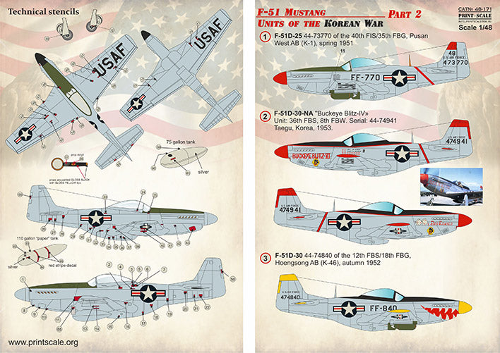 Print Scale PSL48171 1:48 North-American F-51 Mustang