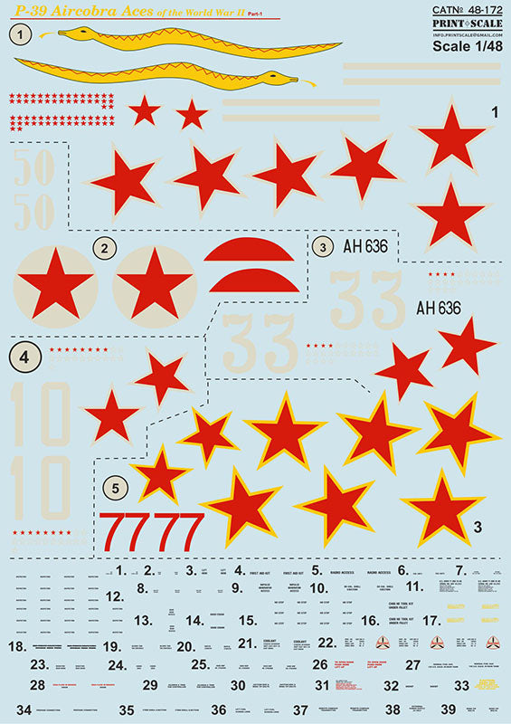 Print Scale PSL48172 1:48 Bell P-39 Aircobra Aces Part-1 1