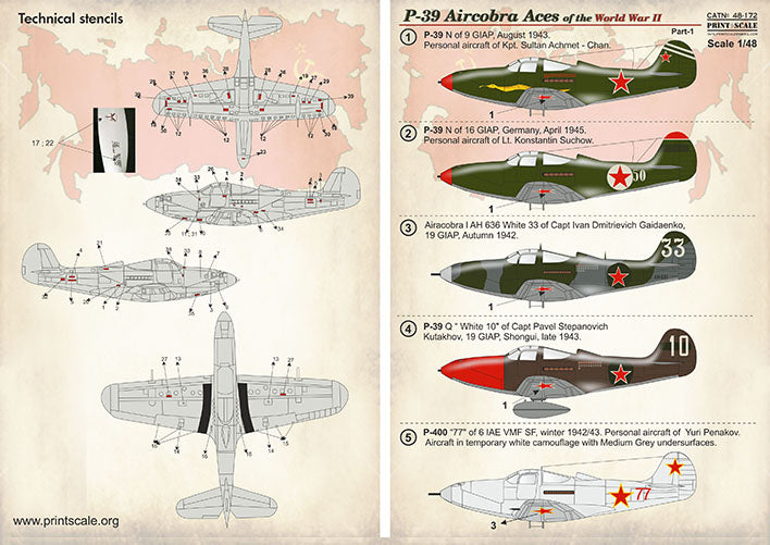 Print Scale PSL48172 1:48 Bell P-39 Aircobra Aces Part-1 1