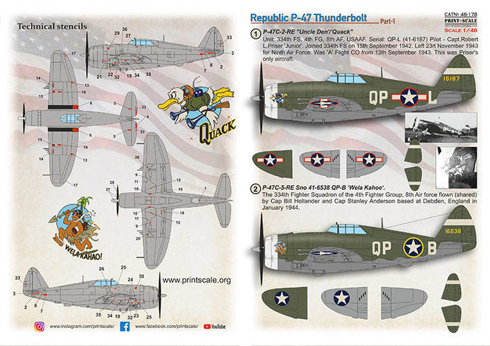 Print Scale PSL48178 1:48 Republic P-47 Thunderbolt P-47