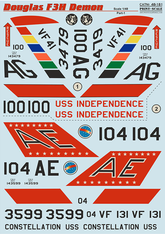 Print Scale PSL48181 1:48 McDonnell F3H Demon Part-1 1