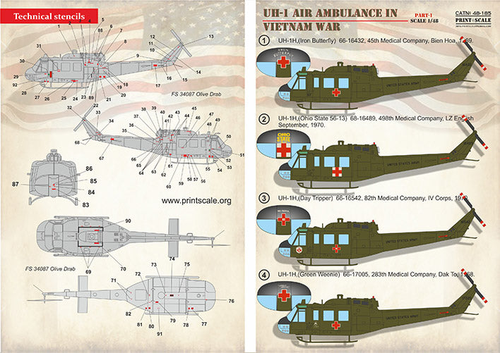 Print Scale PSL48185 1:48 Bell UH-1 Air Ambulance Vietnam War Part 1