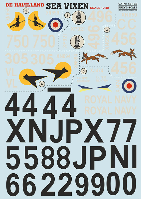 Print Scale PSL48188 1:48 de Havilland Sea Vixen 1