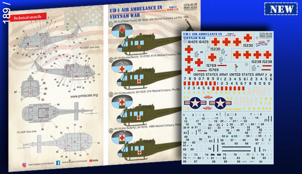 Print Scale PSL48189 1:48 Bell UH-1 Air Ambulance in Vietnam War Part 2 1