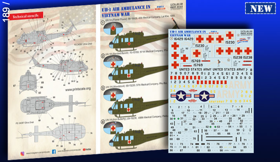 Print Scale PSL48189 1:48 Bell UH-1 Air Ambulance in Vietnam War Part 2 1