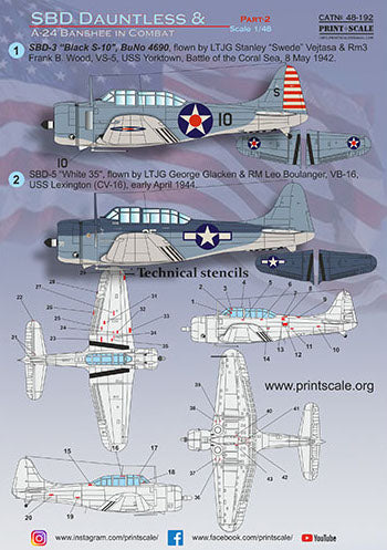 Print Scale PSL48192 1:48 Douglas SBD Dauntless and A-24 Banshee in combat 1