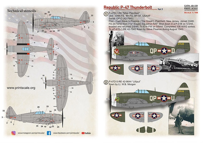 Print Scale PSL48199 1:48 Republic P-47D Thunderbolt Part 3 1