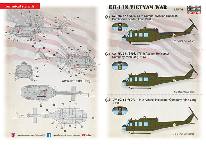 Print Scale PSL48204 1:48 Bell UH-1 in Vietnam War Part-1 1