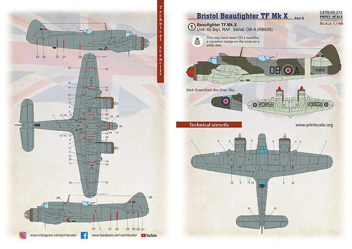 Print Scale PSL48212 1:48 Bristol Beaufighter Mk.X Part 2