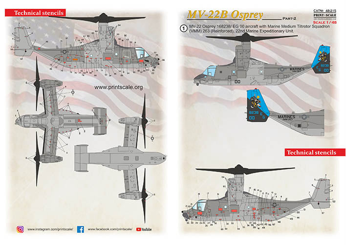 Print Scale PSL48215 1:48 Bell/Boeing MV-22B Osprey Part 2 1