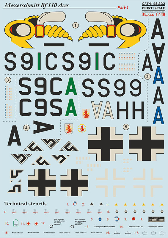 Print Scale PSL48222 1:48 Messerschmitt Bf-110 Zerstorer Part 1 1