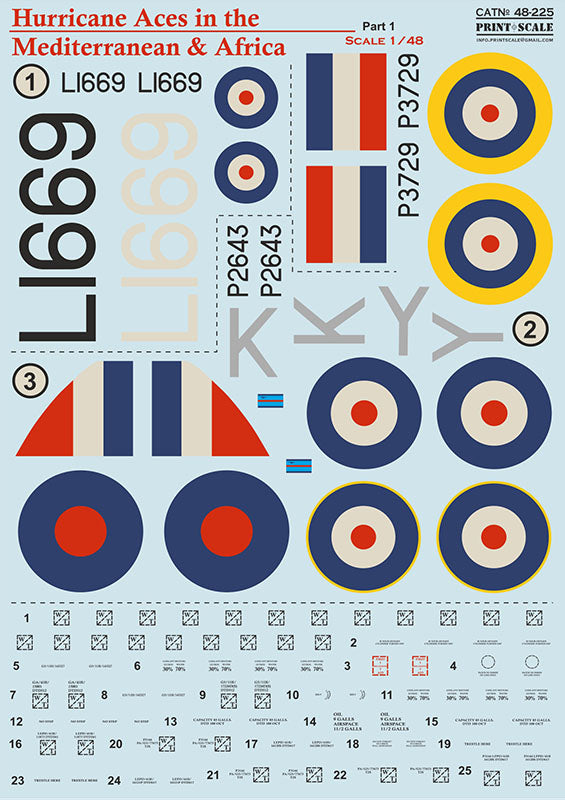 Print Scale PSL48225 1:48 Hawker Hurricane Aces of the MTO and Africa Part-1 1