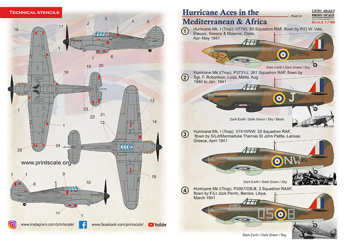 Print Scale PSL48227 1:48 Hawker Hurricane Aces of the MTO and Africa Part 3 1