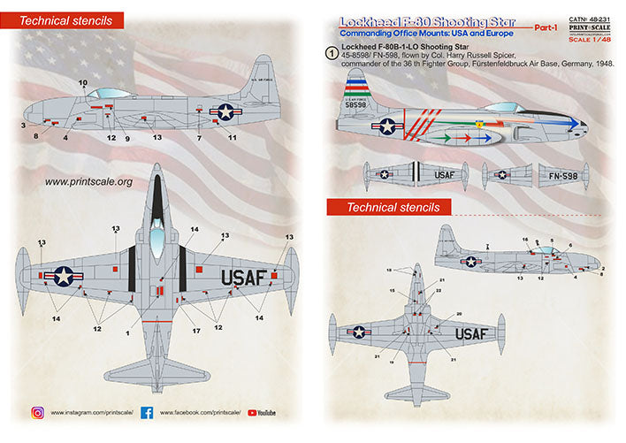 Print Scale PSL48231 1:48 Lockheed F-80 Shooting Star