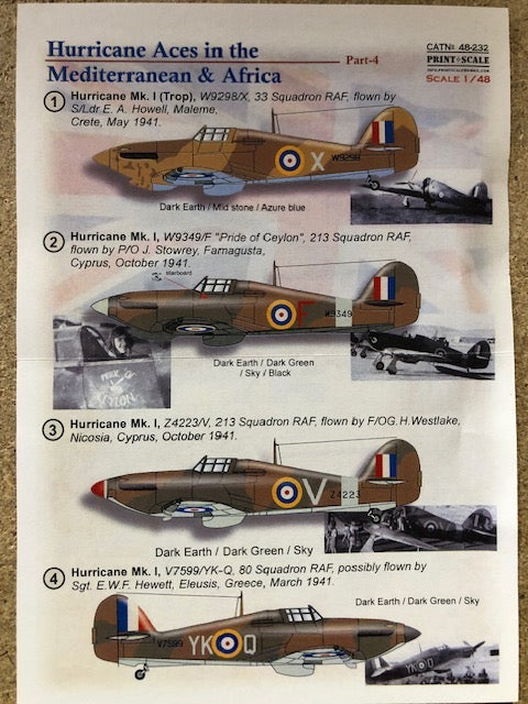 Print Scale PSL48232 1:48 Hawker Hurricane Africa Aces Part 4