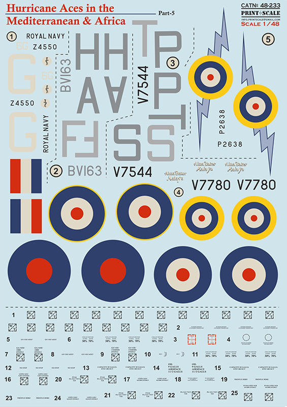 Print Scale PSL48233 1:48 Hawker Hurricane Aces Med & Africa Part 5