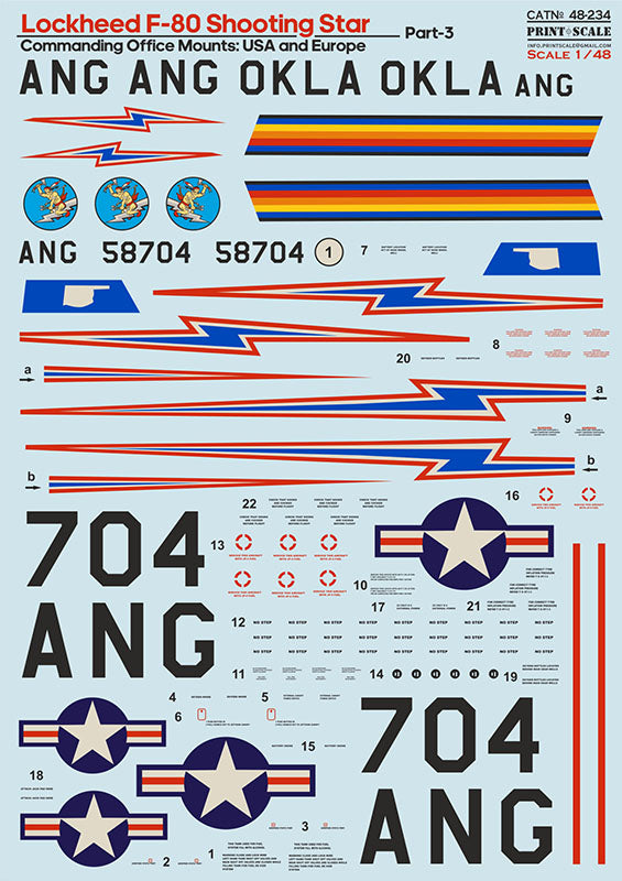Print Scale PSL48234 1:48 Lockheed F-80 Shooting Star Part 3 Decals