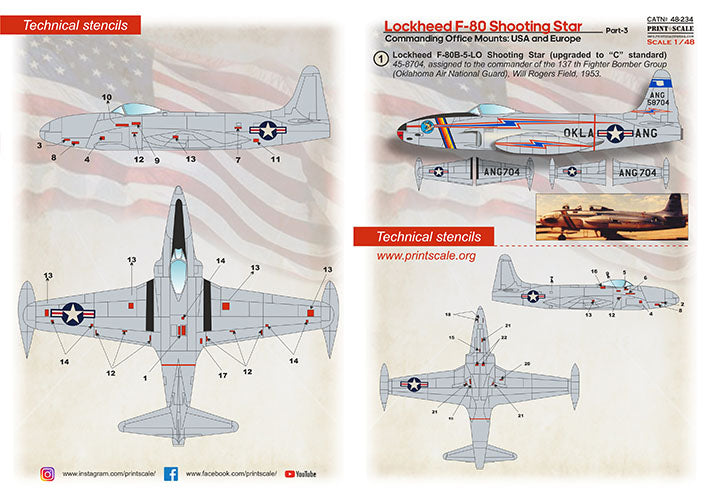 Print Scale PSL48234 1:48 Lockheed F-80 Shooting Star Part 3 Decals