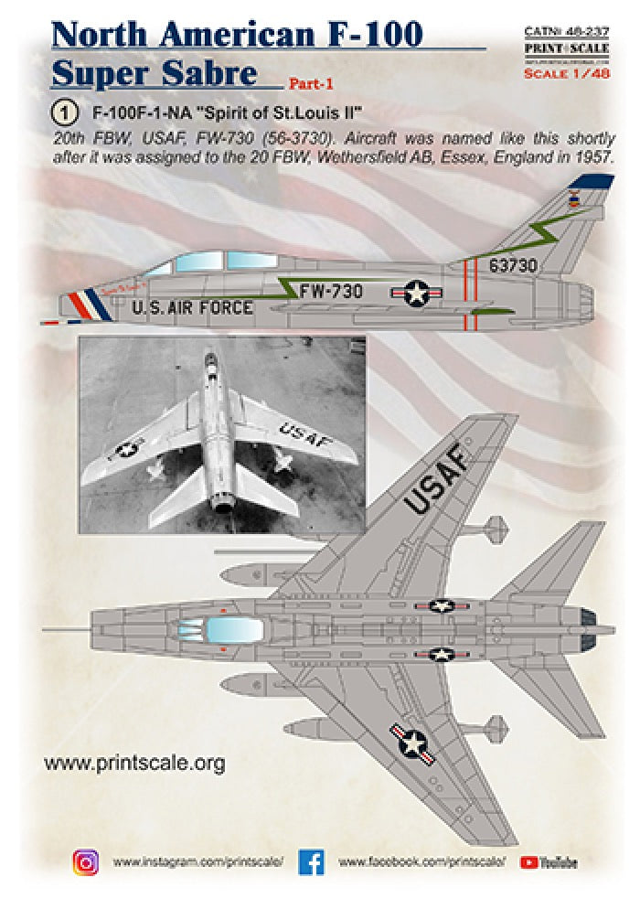 Print Scale PSL48237 1:48 North-American F-100F Super Sabre