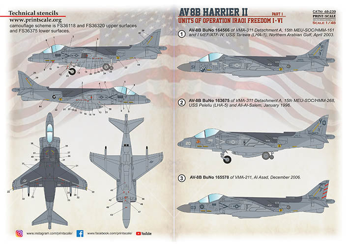 Print Scale PSL48239 1:48 McDonnell-Douglas AV-8B Harrier