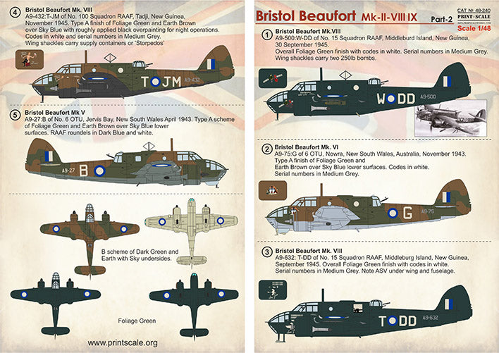 Print Scale PSL48240 1:48 Bristol Beaufort RAAF 1