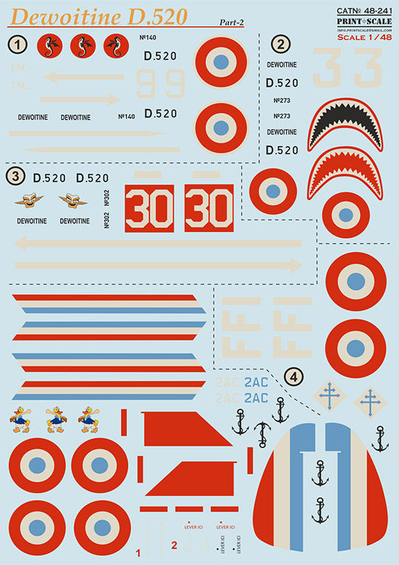 Print Scale PSL48241 1:48 Dewoitine D.520 1