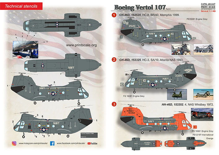 Print Scale PSL48247 1:48 Boeing-Vertol 107 Part 3 1