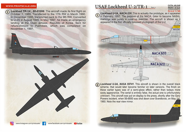 Print Scale PSL48248 1:48 USAF Lockheed U2/TR-1 Part 2 1
