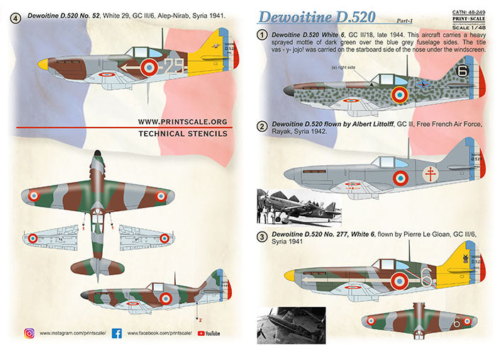 Print Scale PSL48249 1:48 Dewoitine D.520 Part 1 1