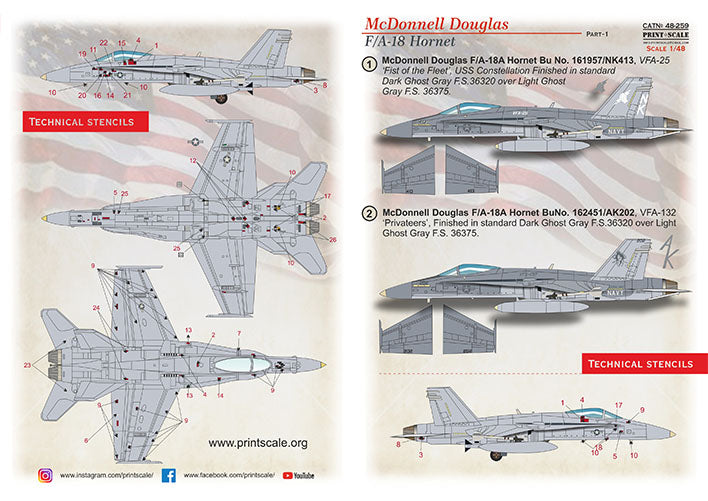 Print Scale PSL48259 1:48 Hornet F/A-18A Part 1 1