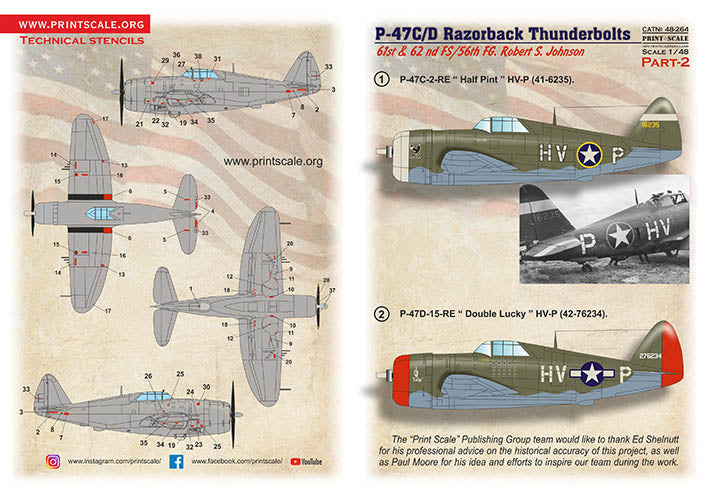 Print Scale PSL48264 1:48 Republic P-47C/P-47D Razorback Robert S