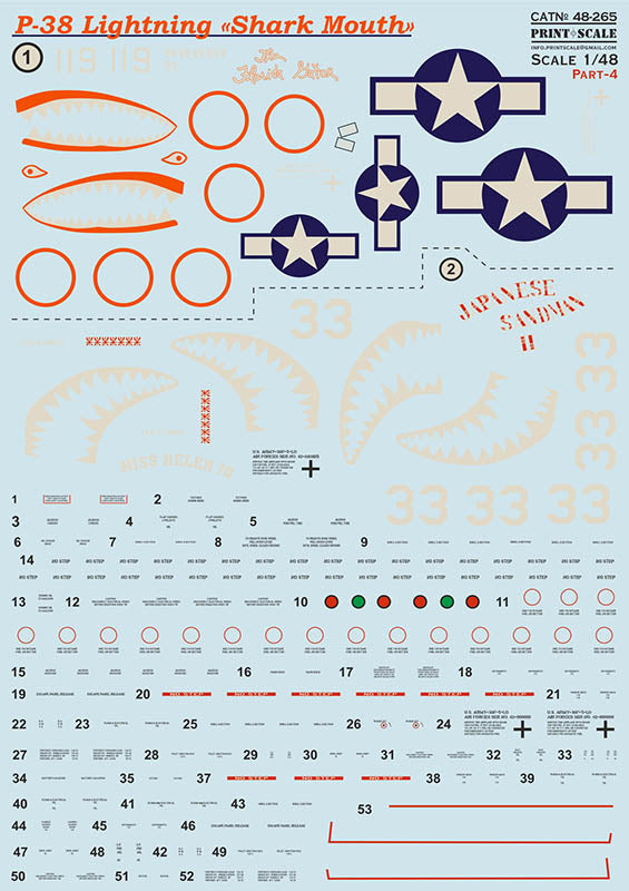 Print Scale PSL48265 1:48 Lockheed P-38 Lightning hark Mouth Part 4 1