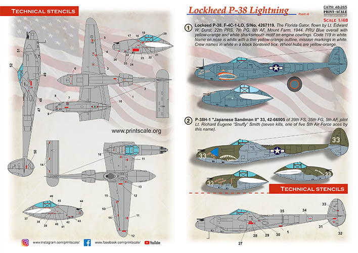 Print Scale PSL48265 1:48 Lockheed P-38 Lightning hark Mouth Part 4 1