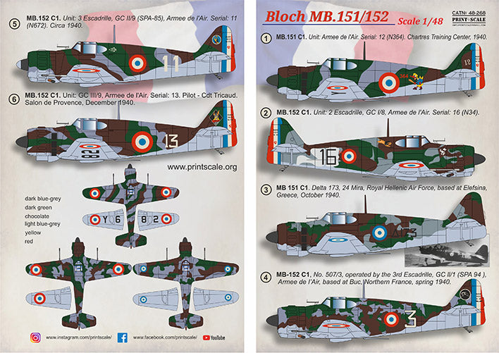 Print Scale PSL48268 1:48 Bloch MB.151/152 1
