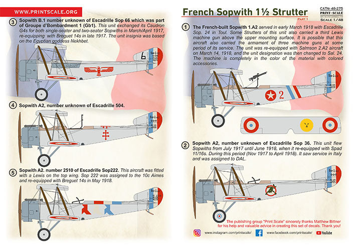 Print Scale PSL48275 1:48 Sopwith 1 1/2 Strutter_decals Part 1 1