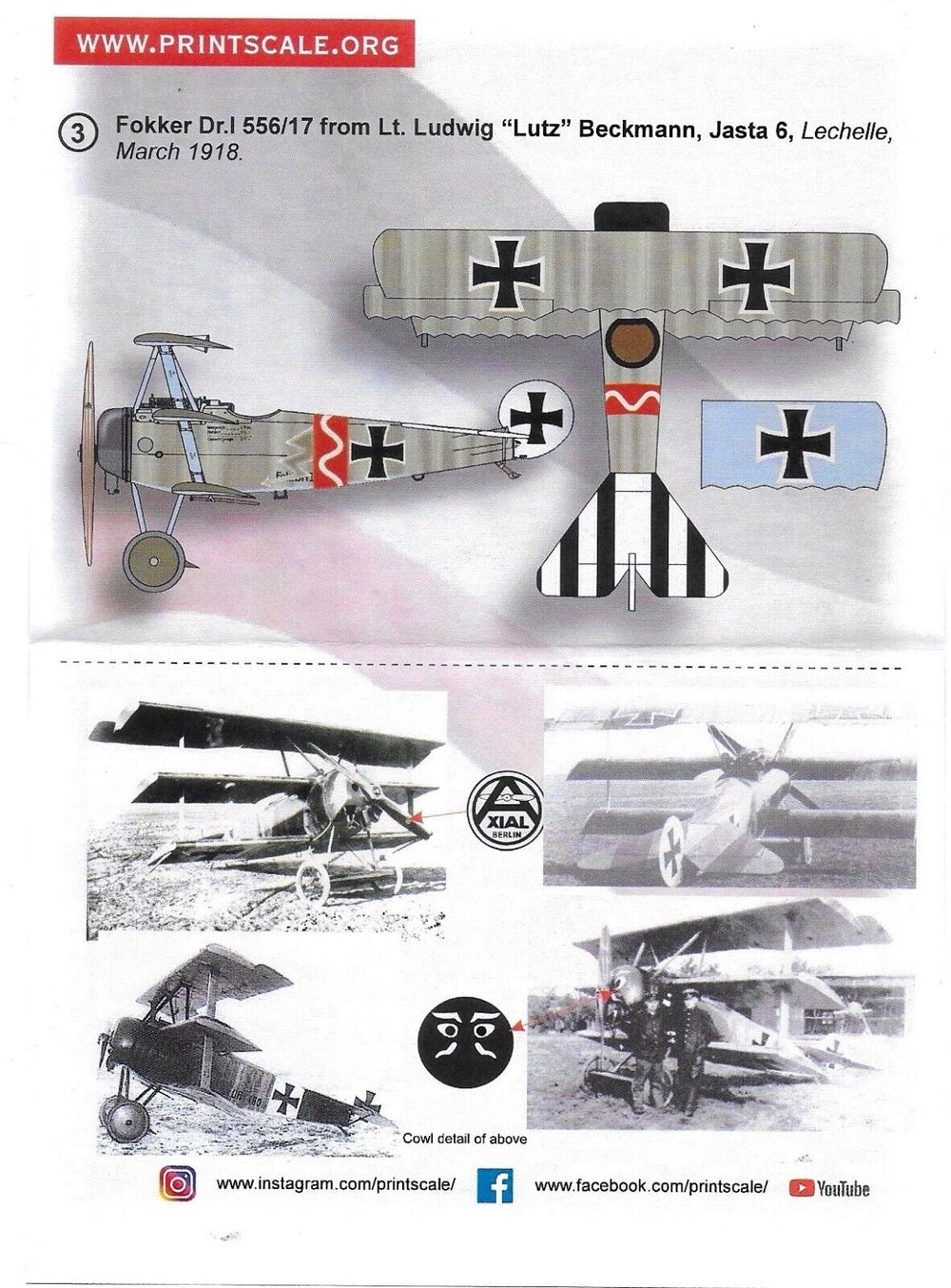 Print Scale PSL48277 1:48 Fokker Dr.I Part 1 1