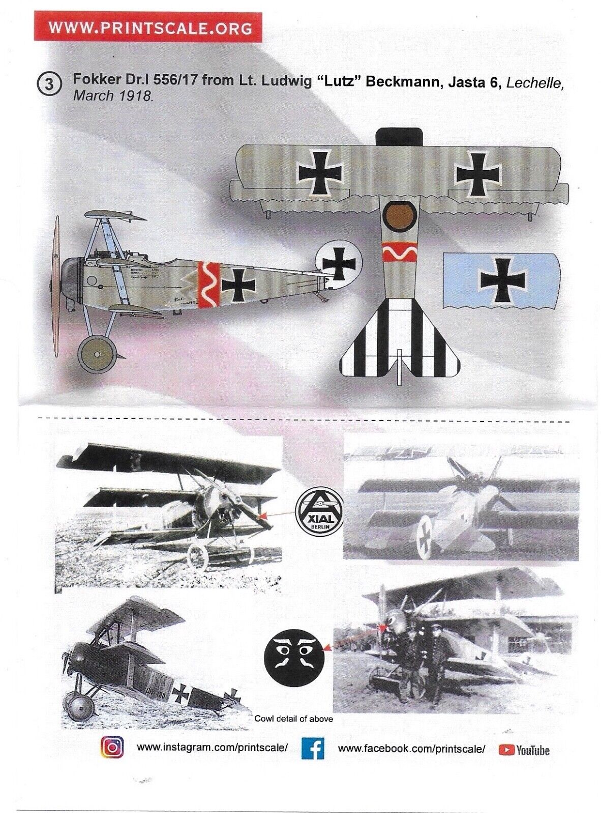 Print Scale PSL48277 1:48 Fokker Dr.I Part 1 1